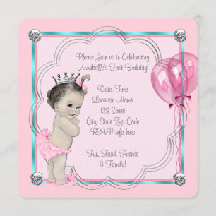 Invitación Cumpleaños de la Princesa Rosa 1er año