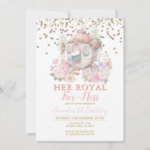 Invitación Cumpleaños de la Princesa Rosa Carruaje Floral