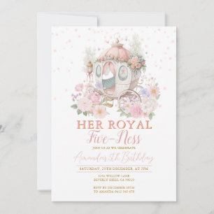 Invitación Cumpleaños de la Princesa Rosa Carruaje Floral