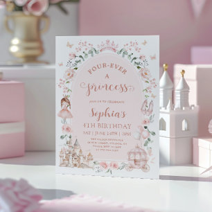 Invitación Cumpleaños de la princesa rosa sonrojado cuento de