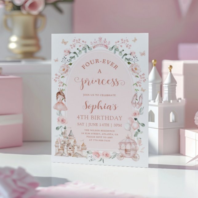 Invitación Cumpleaños de la princesa rosa sonrojado cuento de (Subido por el creador)