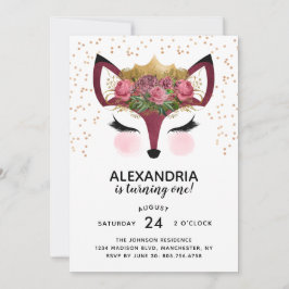 Invitación Cumpleaños de la Princesa Rubor y Gold Fox