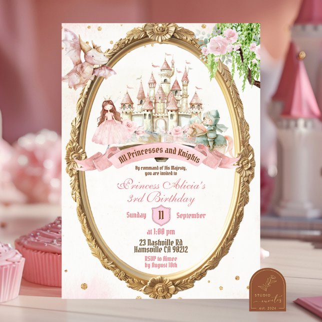 Invitación Cumpleaños de la princesa y los caballeros de cuen (Subido por el creador)