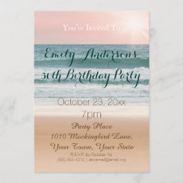 Invitación Cumpleaños de la puesta del sol del rosa del tema