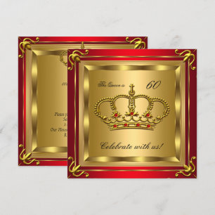 Invitación Cumpleaños de la Reina o el Rey Regal Red Gold Fie