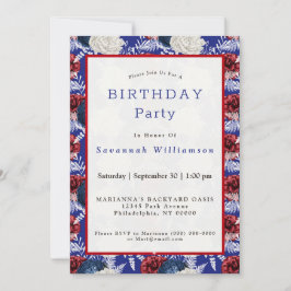 Invitación Cumpleaños de la Rosa Roja Blanca Azul Patriótico