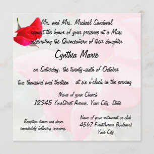 Invitación Cumpleaños de la Rosa Roja Bonito Quinceanera