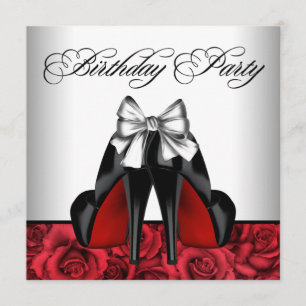 Invitación Cumpleaños de la rosa roja de la mujer