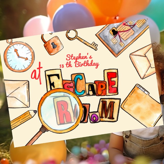 Invitación Cumpleaños de la sala de escape (Subido por el creador)