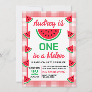 Invitación Cumpleaños de la sandía One In Melon