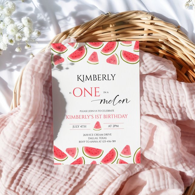 Invitación Cumpleaños de la sandía, uno en fiesta de cumpleañ (Subido por el creador)