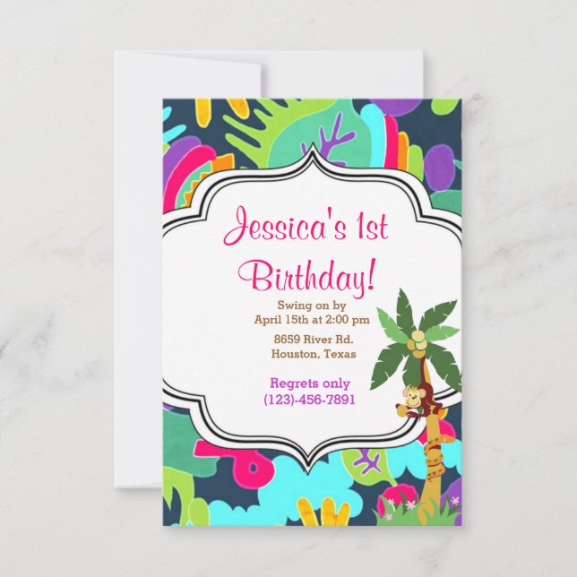 Invitación Cumpleaños de la selva (Anverso)