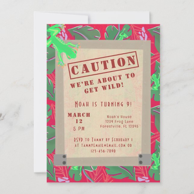 Invitación Cumpleaños de la selva tropical (Anverso)