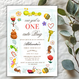 Invitación Cumpleaños de la Señora de la Acuarela Uno Insecto