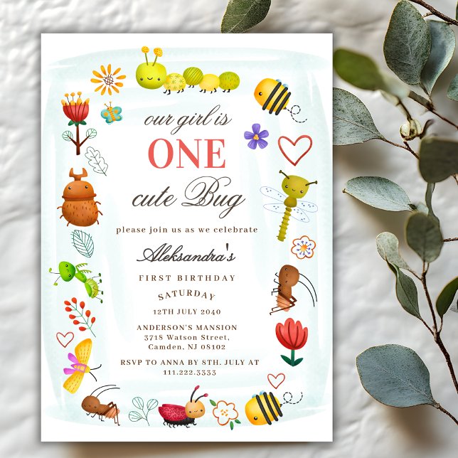 Invitación Cumpleaños de la Señora de la Acuarela Uno Insecto (Subido por el creador)