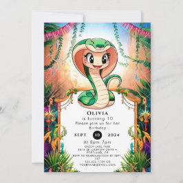Invitación Cumpleaños de la serpiente de la jungla simple