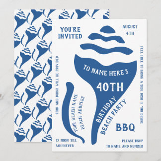Invitación cumpleaños de la shell de la playa