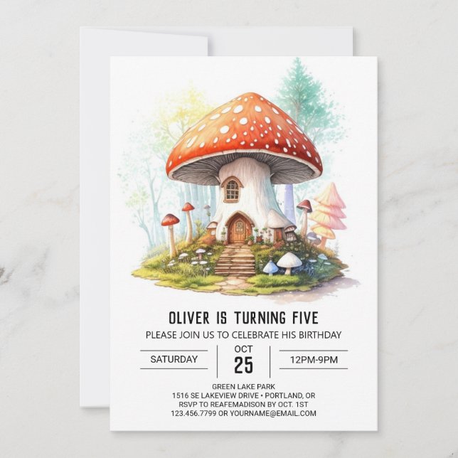Invitación Cumpleaños de la Shroom Whimsical (Anverso)