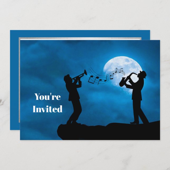 Invitación Cumpleaños de la Silhouette de la Luna Llena (Anverso / Reverso)