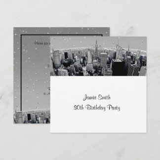 Invitación Cumpleaños de la silueta gris de NYC con ojo de pe