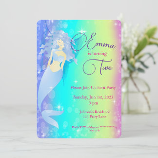 Invitación Cumpleaños de la sirena arcoiris