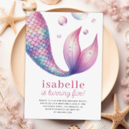 Invitación Cumpleaños de la sirena bajo el Chica del mar
