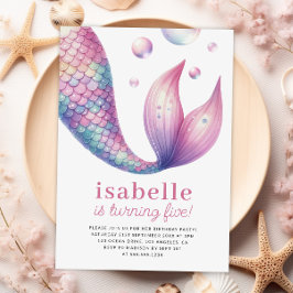 Invitación Cumpleaños de la sirena bajo el Chica del mar