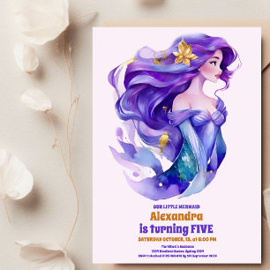 Invitación Cumpleaños De La Sirena Bajo El Fiesta Del Mar