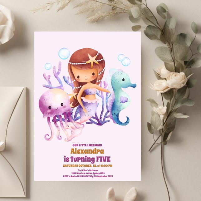 Invitación Cumpleaños De La Sirena Bajo El Fiesta Del Mar (Subido por el creador)