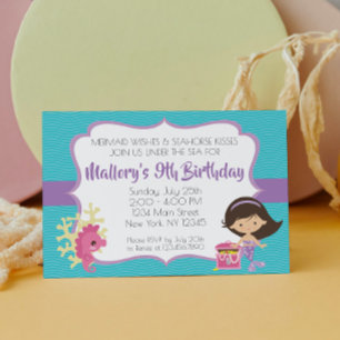 Invitación Cumpleaños de la sirena bajo el mar