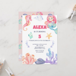 Invitación Cumpleaños de la sirena bajo el mar