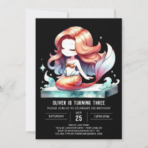 Invitación Cumpleaños de la sirena de diversión digital