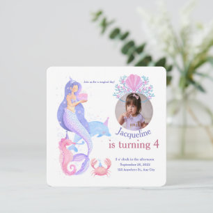 Invitación Cumpleaños de la sirena de la sirena minimalista b