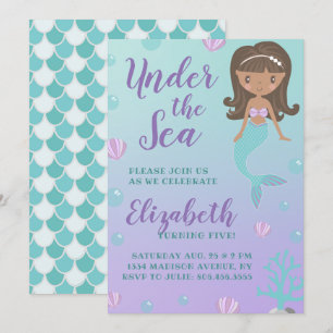 Invitación Cumpleaños de la sirena "Debajo del Mar"