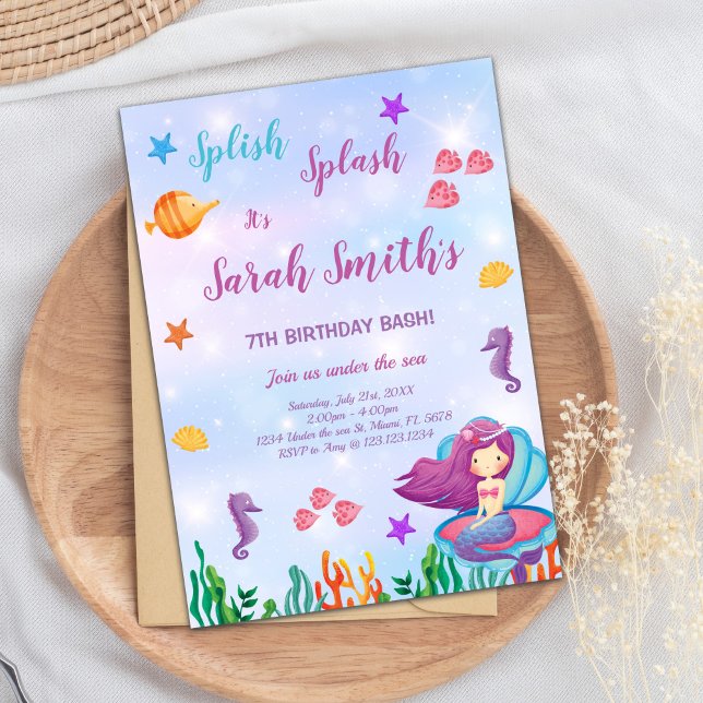 Invitación Cumpleaños de la sirena del personalizable (Subido por el creador)