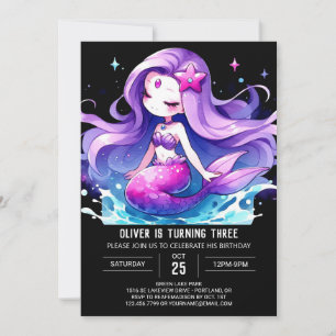 Invitación Cumpleaños de la sirena digital bajo el mar