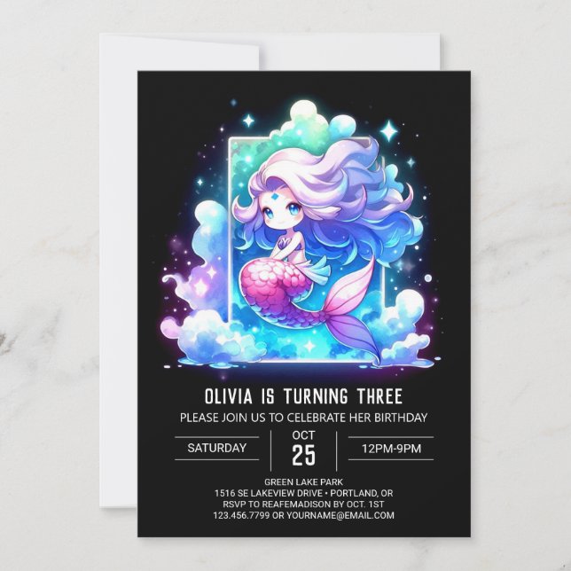 Invitación Cumpleaños de la sirena dulce imprimible (Anverso)