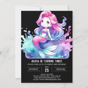Invitación Cumpleaños de la sirena encantada personalizado