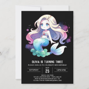 Invitación Cumpleaños de la sirena feliz moderna
