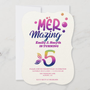 Invitación Cumpleaños de la sirena infantil única y personali