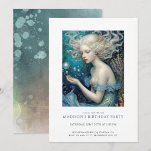 Invitación Cumpleaños de la sirena mágica encantada Chica