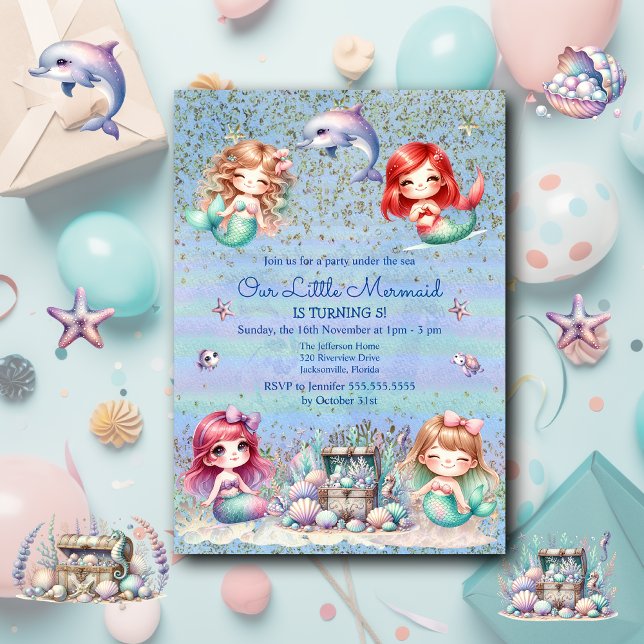 Invitación Cumpleaños de la sirena marina (Subido por el creador)
