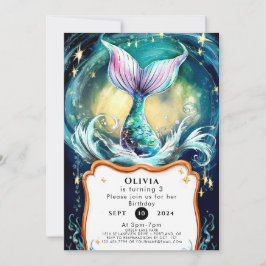Invitación Cumpleaños de la sirena marina colorida