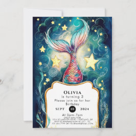 Invitación Cumpleaños de la sirena marina de Cute