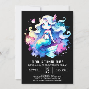 Invitación Cumpleaños de la sirena minimalista