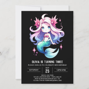 Invitación Cumpleaños de la sirena minimalista