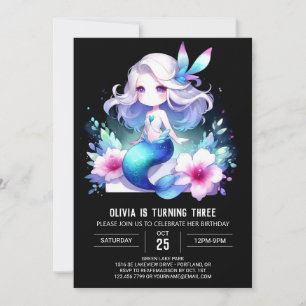 Invitación Cumpleaños de la sirena minimalista