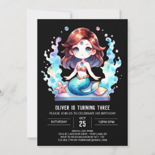 Invitación Cumpleaños de la sirena náutica personalizado