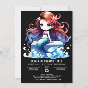 Invitación Cumpleaños de la sirena oceánica moderna