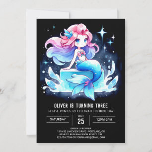 Invitación Cumpleaños de la sirena oceánica personalizado